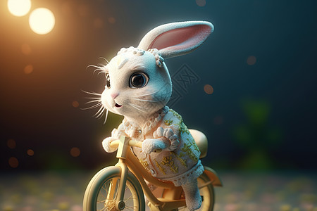 骑车的小白兔图片