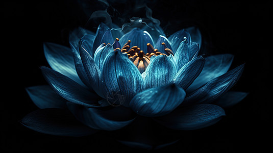 蓝色唯美意境花朵图片
