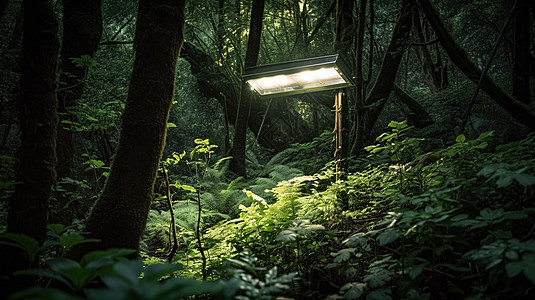 森林里的路灯图片