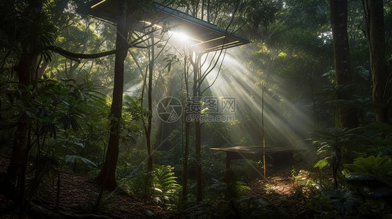 森林里的太阳能背景图片