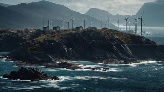 新能源发电岛屿风力发电图片