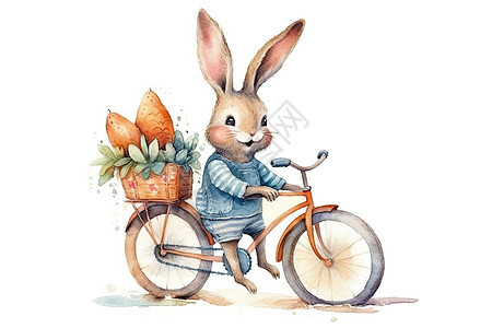 小兔子骑自行车场景图片