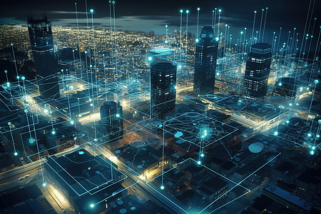 未来网络数据化城市插画