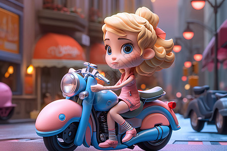 坐在摩托车上的甜酷女孩背景图片