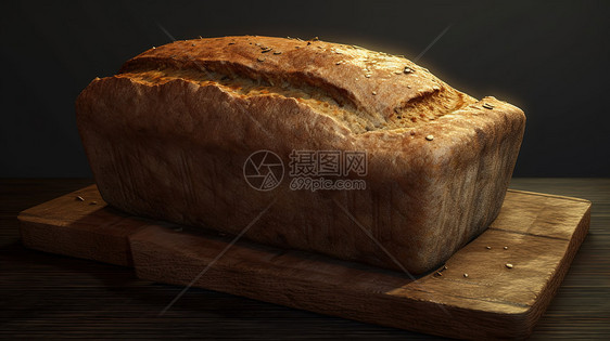 木板上的面包图片