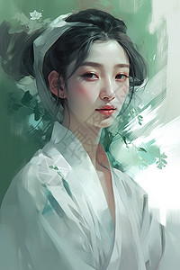 厚涂风少女背景图片