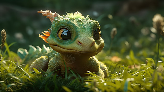 3D草丛里的可爱动物图片