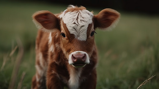 可爱的卡通动物萌宠的小牛背景