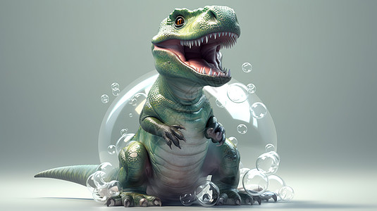 3D吐泡泡的恐龙图片