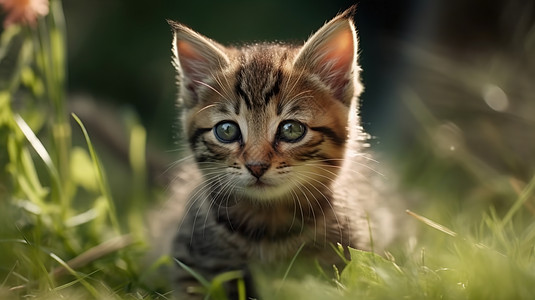 草丛中的小猫背景图片