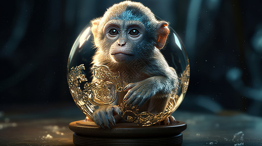 可爱猴子工艺品图片