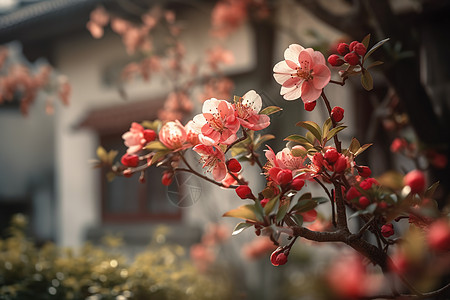 春天燕子桃花朵朵开背景
