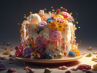 花朵奶油蛋糕图片