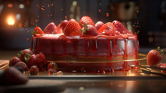 草莓焦糖蛋糕图片