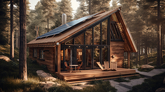 新能源太阳能小屋背景图片