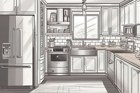 厨房插画图片
