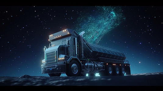 星空下的重型卡车图片
