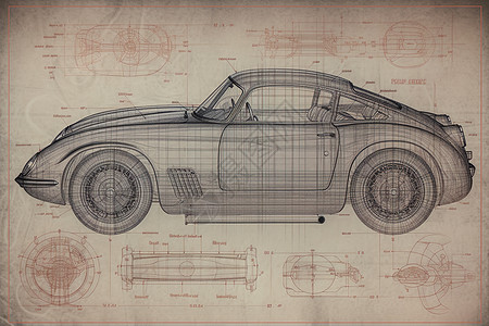 复古车型解构图背景图片