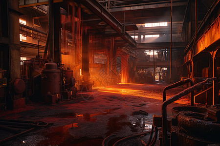 午后的钢厂内部背景图片