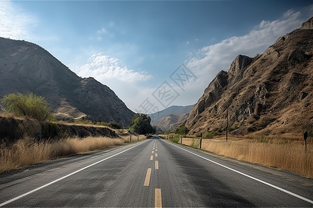 山旁的马路背景图片