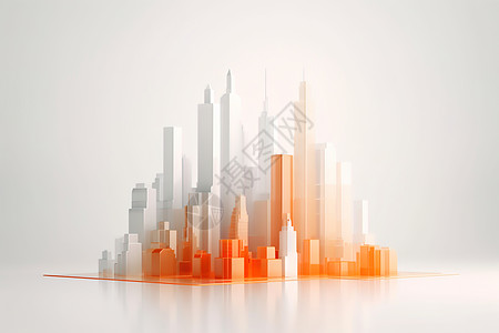 立体城市建筑3D立体建筑模型插画