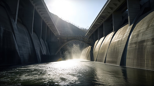 户外水坝发电背景图片
