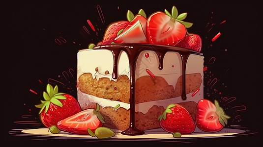 漫画草莓蛋糕图片