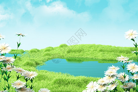 坝上草原,草地花朵场景设计图片