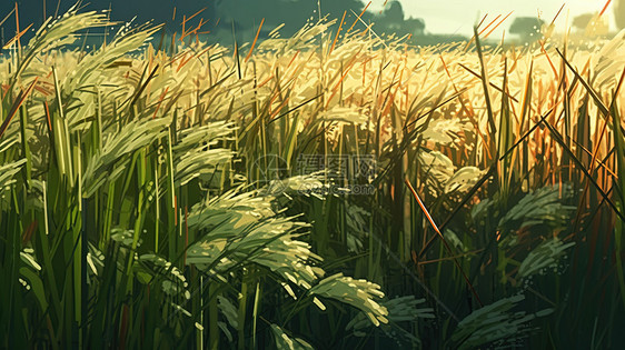 处暑节气饱满丰收的水稻田野风景图片