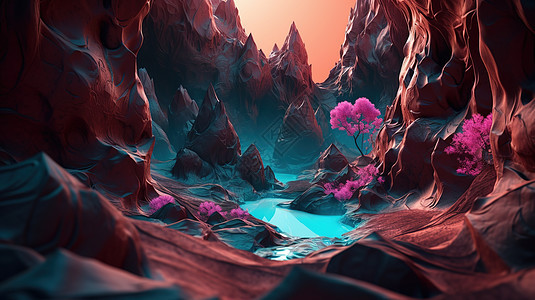 彩色山峰岩石背景背景图片