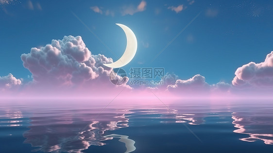 夜晚浪漫月色风景图片