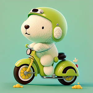 一只骑车的可爱小熊图片