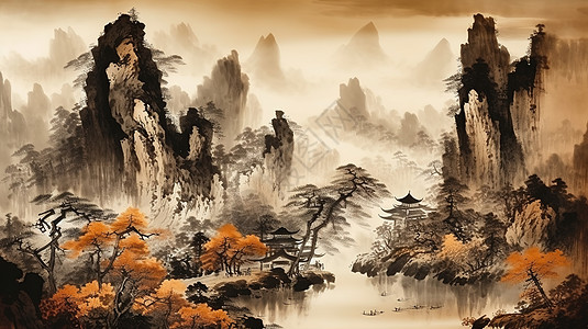 中国风水墨山水背景图片