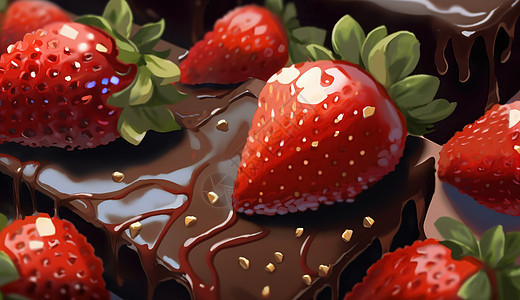 巧克力草莓背景图片