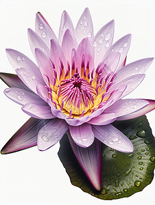 一朵绽放紫色手绘睡莲莲花图片