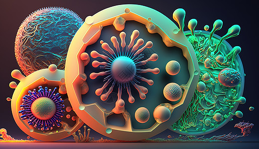 3D抽象人体细胞群图片