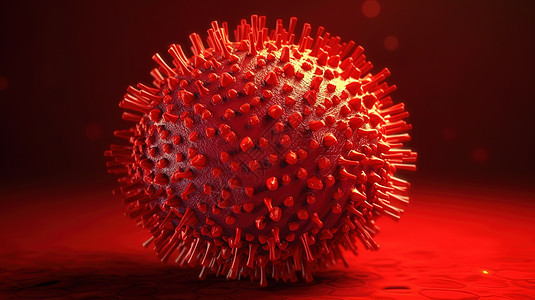 球形3D红色病毒细胞图片