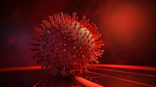 抽象球形红色病毒细胞图片