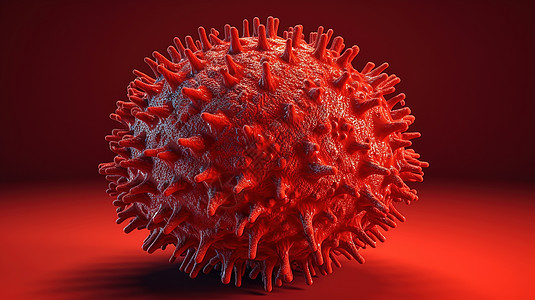 红色背景抽象球形红色病毒细胞图片