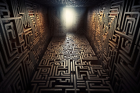 记忆,画满迷宫线条的墙壁插画