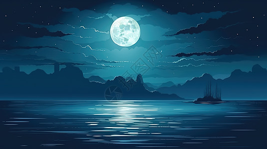 江边的月亮图片