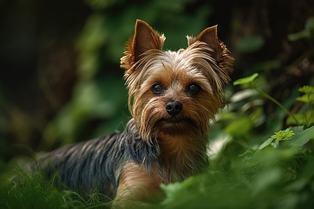 小型狗草丛中的小型犬背景