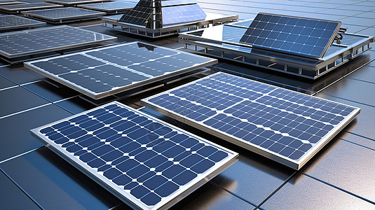 新能源黑色金属太阳能模板插画