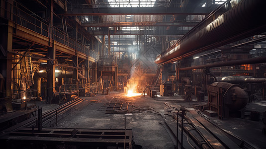 金属冶炼厂熔化高炉图片