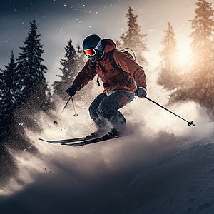 雪天滑雪背景图片