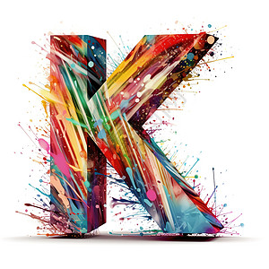 彩色泼墨艺术字母K图片