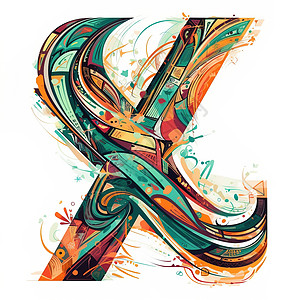 彩色x泼墨艺术字母图片