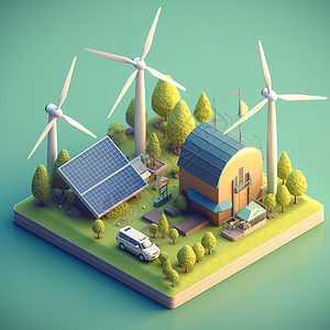 新能源发电站3D建模数艺术图片