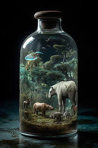 玻璃瓶里的动物世界图片