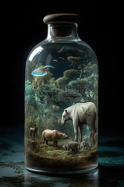 玻璃瓶里的动物世界图片